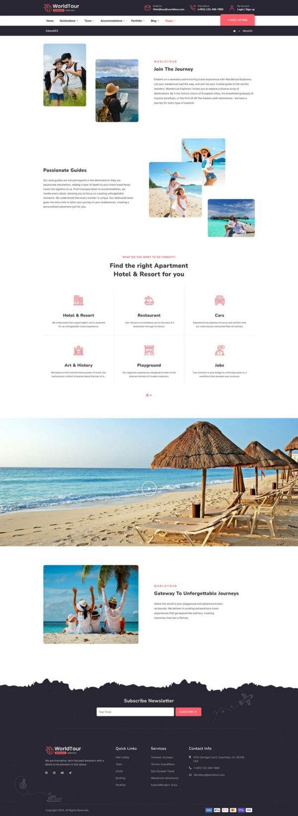 WorldTour - Tour & Travel Agencies - WordPress Theme