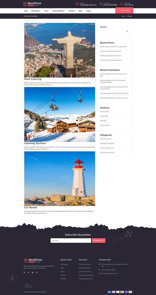 WorldTour - Tour & Travel Agencies - WordPress Theme