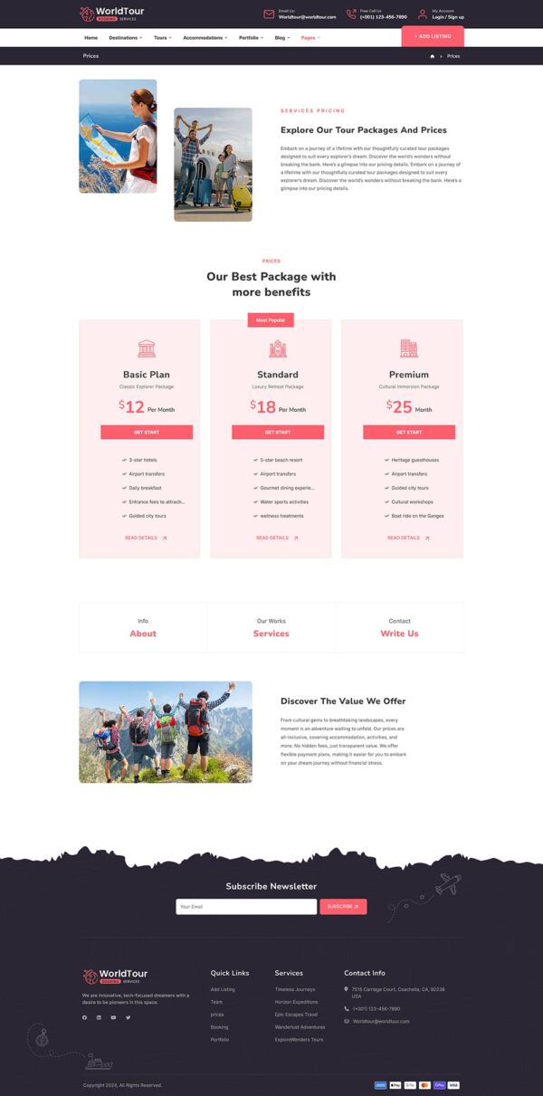 WorldTour - Tour & Travel Agencies - WordPress Theme