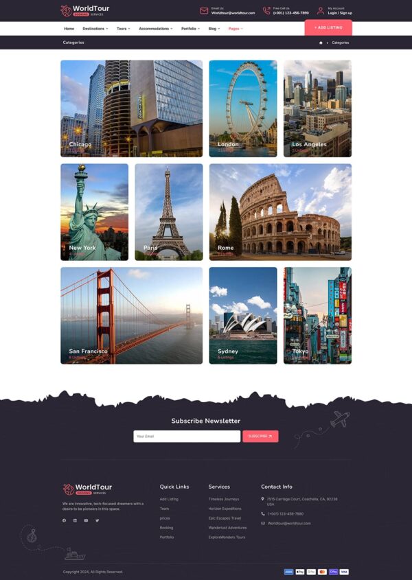 WorldTour - Tour & Travel Agencies - WordPress Theme